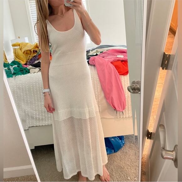 Alexis Kacen Sheer Knit White Midi Dress NWT Small - Picture 2 of 11